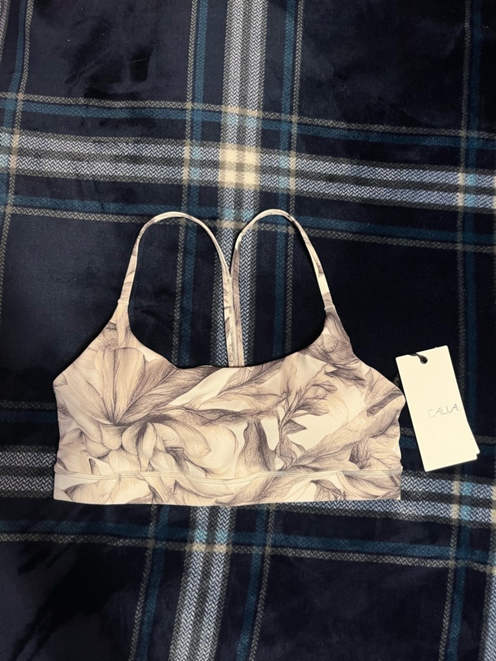 Calia Floral Performance Sports Bra - cream & Black